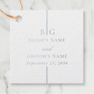 Etiquetas Para Recuerdos Boda de monograma Minimalista de Relieve metalizad