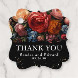 Etiquetas Para Recuerdos Boda de Moody Botánico Floral Negro Gracias