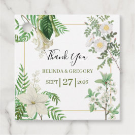 Etiquetas Para Recuerdos Boda de oro floral de color verde blanco ruso