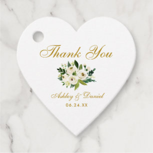 Etiquetas Para Recuerdos Boda de Oro Floral Verde Gracias Corazón