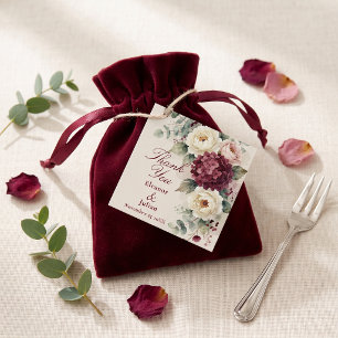 Etiquetas Para Recuerdos Boda de otoño con peonía hydrangea borgoña acuarel