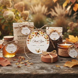Etiquetas Para Recuerdos Boda de Otoño de Terracota Bohemio con Flores Silv