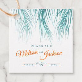 Etiquetas Para Recuerdos Boda de palma tropical gracias naranja verde oscur