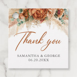 Etiquetas Para Recuerdos Boda de pasto de cobre floral tropical boho pampas
