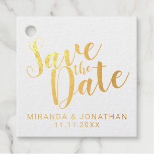 Etiquetas Para Recuerdos Boda de Relieve metalizado dorado Guardar la fecha