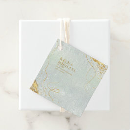 Etiquetas Para Recuerdos Boda de resumen de oro de líneas finas V1 Sage ID8