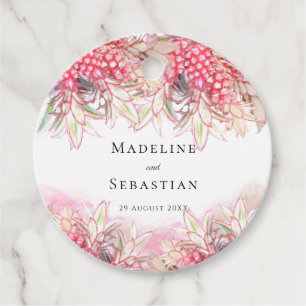 Etiquetas Para Recuerdos Boda de Rubor de piñas rosadas exóticas gracias