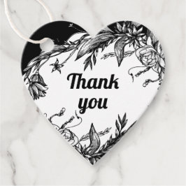 Etiquetas Para Recuerdos Boda de tipografía floral blanca y negra Gracias