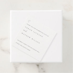 Etiquetas Para Recuerdos Boda de tipografía simple mínima en blanco y negro