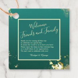 Etiquetas Para Recuerdos Boda de tonos de joyas de oro verde esmeralda