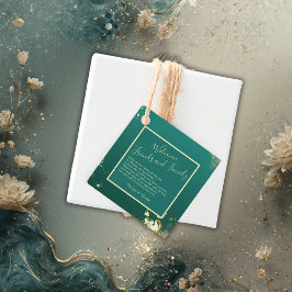 Etiquetas Para Recuerdos Boda de tonos de joyas de oro verde esmeralda