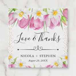 Etiquetas Para Recuerdos Boda de tulipanes y narcisos rosados acuarela