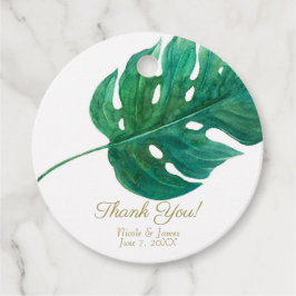 Etiquetas Para Recuerdos Boda de verano hawaiana con hoja de palma verde tr