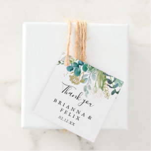 Etiquetas Para Recuerdos Boda de Verdor Tropical Gold Floral