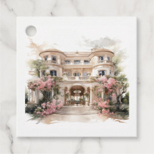 Etiquetas Para Recuerdos Boda de Villa Europea con Champán y Rubor Estilo O
