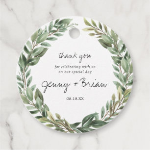 Etiquetas Para Recuerdos Boda de Wreath de la vegetación rústica gracias