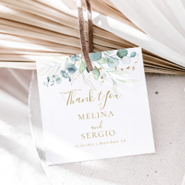 Etiquetas Para Recuerdos Boda del Eucalipto Verde Oro Gracias Por Favorecer