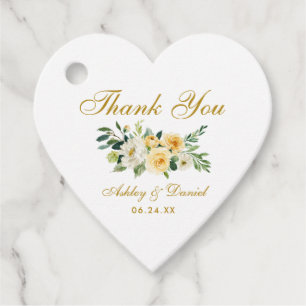 Etiquetas Para Recuerdos Boda dorado floral amarillo gracias corazón