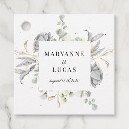 Etiquetas Para Recuerdos boda dramático de monograma floral plateado