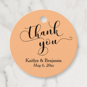 Etiquetas Para Recuerdos Boda Elegante Black Script Pale Naranja Gracias