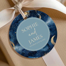 Etiquetas Para Recuerdos Boda Elegante Cielo Estrellado Celeste Oro Azul
