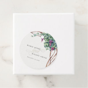 Etiquetas Para Recuerdos Boda elegante de acuarela con follaje de parra