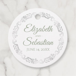 Etiquetas Para Recuerdos Boda elegante verde menta y blanca con borde plate