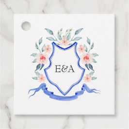 Etiquetas Para Recuerdos Boda Escudo de Monograma Floral