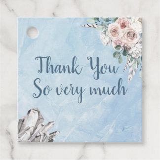 Etiquetas Para Recuerdos Boda Floral Azul y Cristales