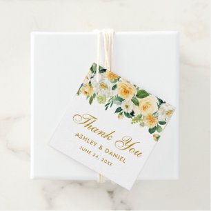 Etiquetas Para Recuerdos Boda floral blanca amarilla gracias oro