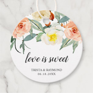 Etiquetas Para Recuerdos Boda floral de acuarela de melocotón Love Is Sweet