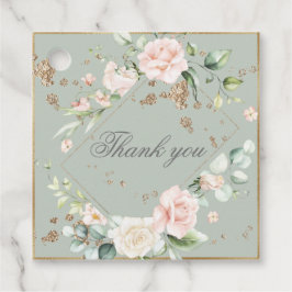 Etiquetas Para Recuerdos Boda floral de color de agua de Rubor verde sabio