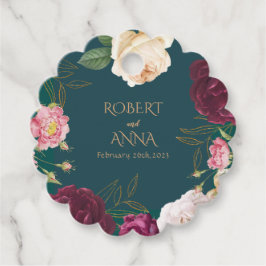 Etiquetas Para Recuerdos Boda floral de oro y verde esmeralda