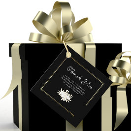 Etiquetas Para Recuerdos Boda floral elegante de oro blanco negro gracias