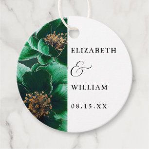 Etiquetas Para Recuerdos Boda floral elegante moderna de color verde esmera