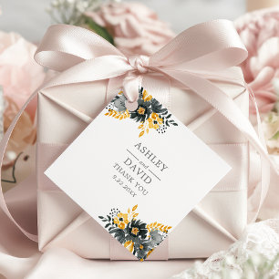 Etiquetas Para Recuerdos Boda Floral Flores Acuarela Negro Y Dorado