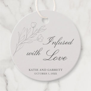 Etiquetas Para Recuerdos Boda floral gris elegante infundido con amor