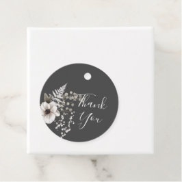Etiquetas Para Recuerdos Boda floral gris oscuro y blanco