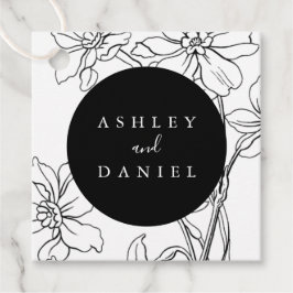Etiquetas Para Recuerdos Boda floral moderno negro y blanco