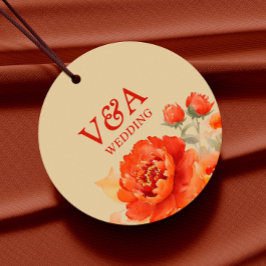 Etiquetas Para Recuerdos Boda floral Naranja quemado por caída