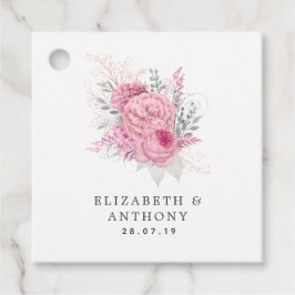 Etiquetas Para Recuerdos Boda floral rosa, plateado y blanco irlandés