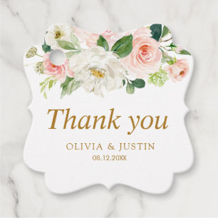 Etiquetas Para Recuerdos boda floral rosa rubor gracias