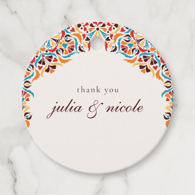 Etiquetas Para Recuerdos Boda Fronterizo de Estilo Marfil De Lujo Brillante (Anverso)