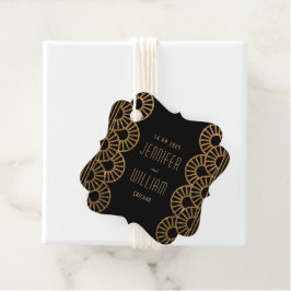 Etiquetas Para Recuerdos Boda Gatsby Style de Art Deco negro y dorado