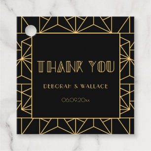 Etiquetas Para Recuerdos Boda geométrico Art Deco de los años 20 Gracias