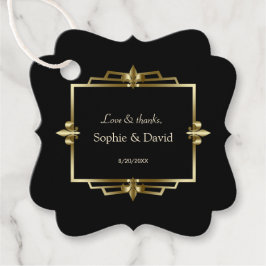 Etiquetas Para Recuerdos Boda Glam Royal Gold Black Art Deco 20s