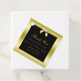 Etiquetas Para Recuerdos Boda Glamurosa Arco Dorado y Negro