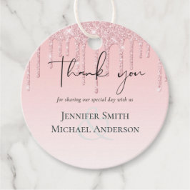 Etiquetas Para Recuerdos Boda Glamurosa y Económica con Brillo Rosa Destell