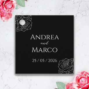Etiquetas Para Recuerdos Boda Gótico Rosa Blanca Y Negro