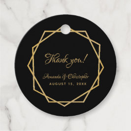 Etiquetas Para Recuerdos Boda Gracias Oro Negro Elegante Geométrico